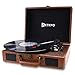 Produktbild Plattenspieler Bluetooth Vinyl Schallplatten Plattenspieler mit Eingebauten Lautsprecher Vintage Phonograph Plattenspieler Retro mit 3 Geschwindigkeiten/Vinyl zu MP3 Funktion/USB/Aux-In/RCA(Braun)