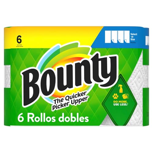 Listado de Toallas de cortesía Top 10. 47 Bounty Toallas de papel Blancas Select-A-Size, 6 rollos dobles