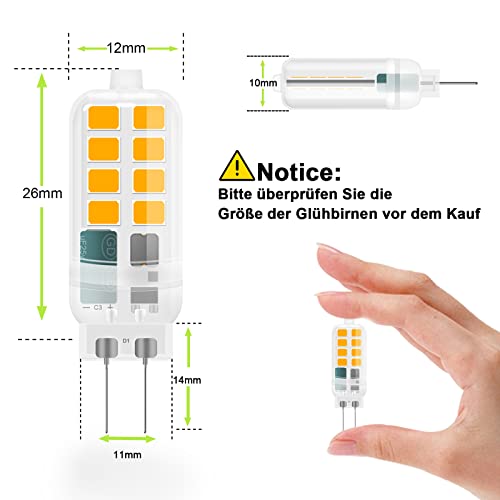 VIIVUU Lampadina LED G4, Bianco caldo 3000K, 2W