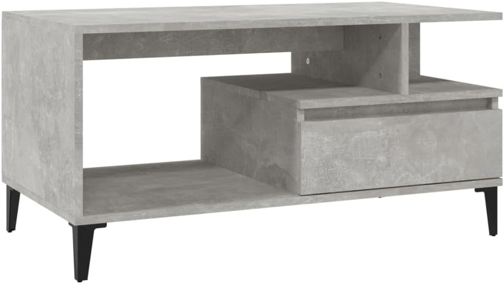 vidaXL Coffee Table Living Room Table Side Table Sofa Table Tea Table Coffee Table Living Room Concrete Grey 90 x 49 x 45 cm Wood Material