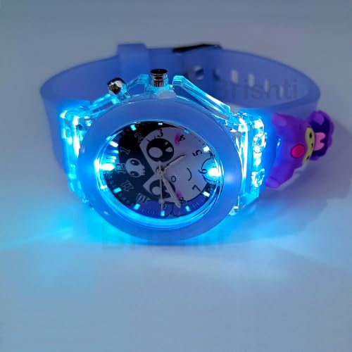Image of Brishti 3D Cartoon Character Multicolored Glowing Digital Light and Girl's Analogue Wrist Watch | Unique 3D Cute Cartoon Character on Strap | Soft Silicone Strap | Suitable for Age 3-12 Year Kids