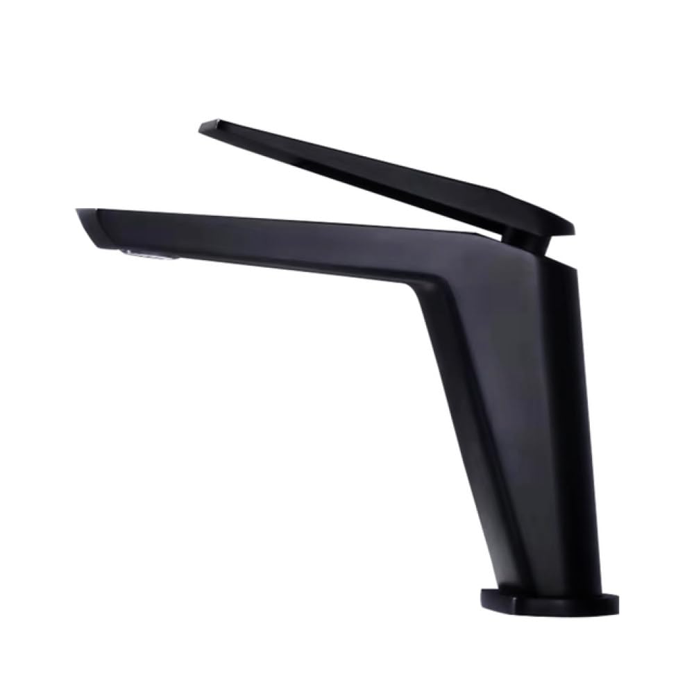Robinetterie carrée pour salle de bains avec mitigeur de lavabo noir et chrome