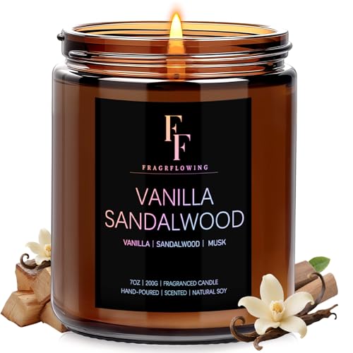 Vanilla Sandalwoods Scented Candle for Home Soy Wax Candle Aromatherapy Candle Gift for Women Men 7oz