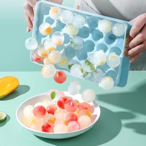 Image of 33 Ice Ball Maker Mould | Silicone Ice Cube Tray Round Design | Stackable Flexible Ice Tray with Easy Release | Freezer Tray for Ice, Juice, Chocolate & Drinks (Pack of 1)