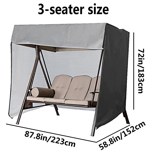 DFANCE Garden Swing Seat Covers,Super Light Oxford Fabric,Waterproof, Windproof, Anti-uv,Garden Patio Hammock Cover with Zips Polyester Fully Furniture Cover Black,223×152×183cm