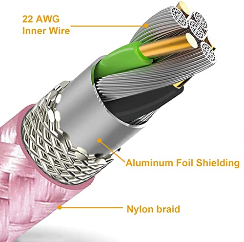 [Apple Mfi Certified] 3 Pack Iphone Charger, 3/6/10 Ft Iphone Charger Nylon Braided Fast Charging Lightning Cable Compatible Iphone 13/12/11 Pro Max/Xr/Xs/8/7/Plus/6S/Se/Ipad (Pink) #TOP1