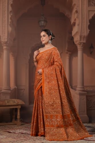 Image of TAMAIRA FASHION Mulmul Pure Cotton Saree For Woman Kalamkari Printed|Office Wear Daily Wear Sarees For Women Without Blouse Piece (Available in 9 Colours)