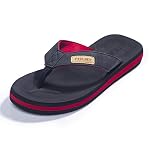 FITORY Mens Flip Flops Comfy Thongs Lightweight Anti-Slip Summer Beach Shoes Red/Black Size 8