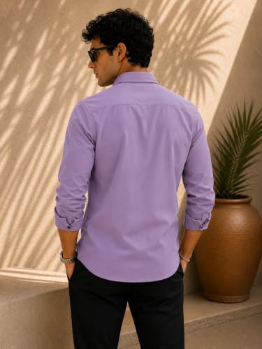 Image of Zilcon Men's Solid Coffee Brown Casual Cotton Blend Shirt