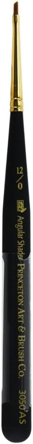 PRINCETON ARTIST BRUSH CO. Mini-Detailer Brushes for Watercolor, Acrylic and Gouache Series 3050, Angle Shader Synthetic Sable, Size 12x0