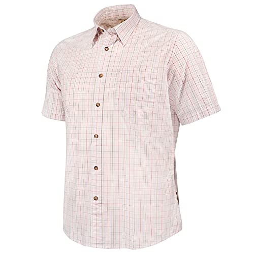 Beretta Men's Breathable Cotton Hunting Woods Short Sleeve Shirt, Green, Blue & Pink Fuchsia Check, XL