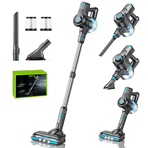 Oraimo Cordless Vacuum Cleaner, 6-in-1 Freestanding Cordless Stick Vacuum Cleaner with Dual Motors, LED Light, 2 Speeds, Powerful Cordless Vacuum Cleaner for Floors, Carpets, Pet Hair