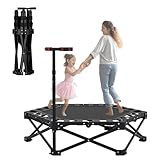 Foldable Trampoline for Adults, 42' Indoor Fitness Rebounder with Height Adjustable Handle, Height Adjustable from 104 cm to 114 cm, Max Load 300KG, Indoor Fitness Workout Exercise Equipment