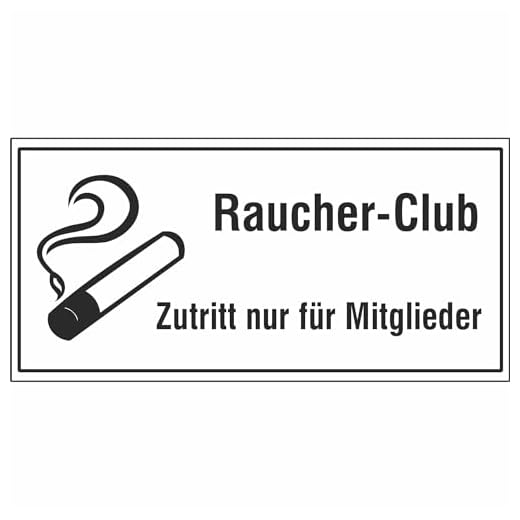 'Nota Cartel para profesionales y hoteles "fumadores de Club zutritt solo para miembros, 23 x 11 cm