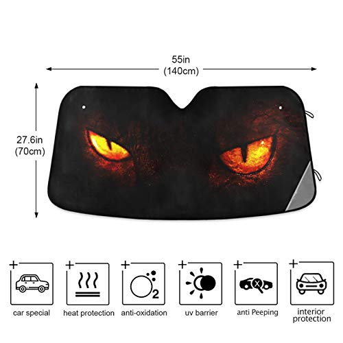 Oarencol Demonic Eyes Fire Animal Car Windshield Sun Shade Foldable UV Ray Sun Visor Protector Sunshade to Keep Your Vehicle Cool (55" x 27.6") by Oarencol - Image 2