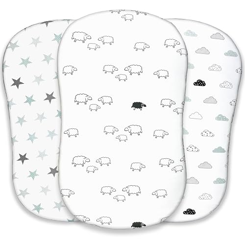 VOLHA&CO Bassinet Fitted Sheets for Halo Bassinest Swivel Sleeper 100% Cotton Jersey 3-Pack