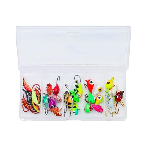 Señuelos de pesca sobre hielo,30 Piezas Mini Herramientas De Pesca | Kit De Cebos Portátil | Para Pesca Dorada Lucio Perca Gran Coregona En Lago