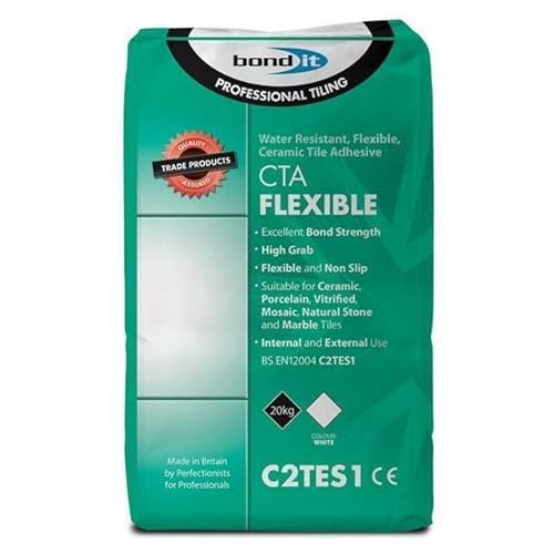 Bond It CTA Flexible Tile Adhesive White Cement Ceramic Floor Wall Non Slip 20 kilograms Paper Sacks White Powder