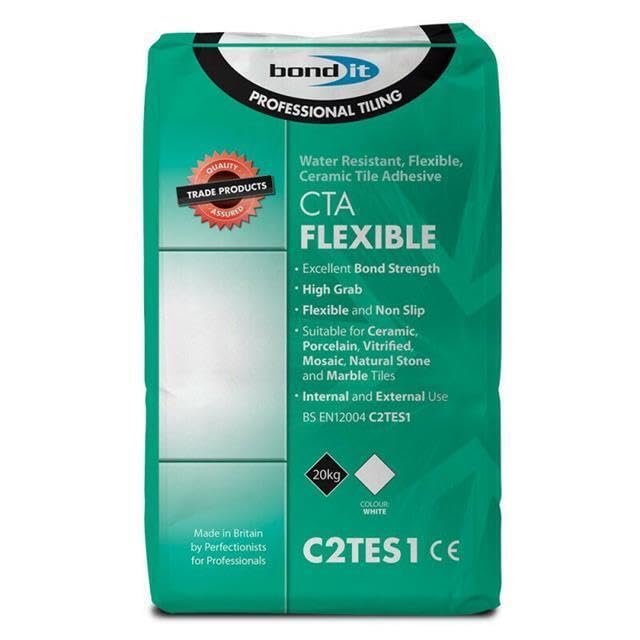 Bond It CTA Flexible Tile Adhesive White Cement Ceramic Floor Wall Non Slip 20 kilograms Paper Sacks White Powder