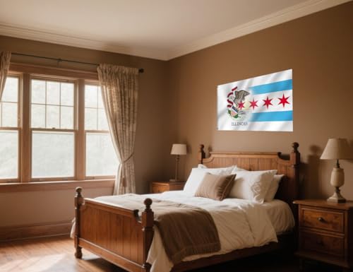 Drapeau Chicago et Illinois 91x152 cm double face avec oeillets - 5