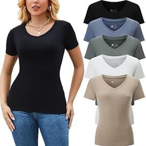 5 Pack Womens T Shirts Short Sleeve...