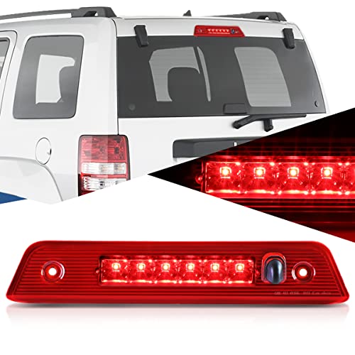Auto Dynasty Rear Hight Mount Red Housing LED 3rd Third Tail Brake Light Lamp Compatible with Jeep Liberty KK 08-12