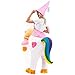 Spooktacular Creations Inflatable Costume Adult, Riding a Unicorn Blow-up Deluxe Halloween Costume with Hat for Halloween Dress Up Parties, White, X-Large(71In)