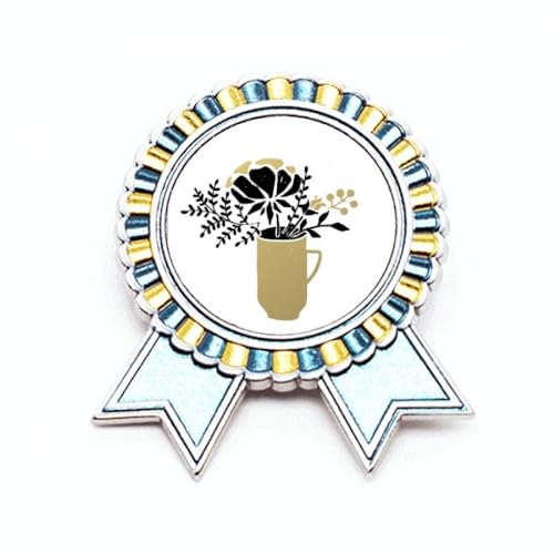Broche vase en fleur en métal taille M avec citation pour veste et manteau femme