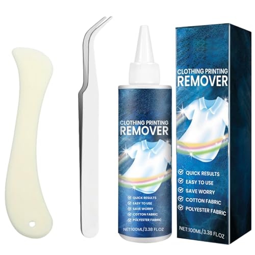 Flockentferner Cleane, Einfach Schnell Mild Und Geeignet Von Fehldrucken Auf Textilien Hat Auch Eine Silberne Gebogene Pinzette Und Einen Gebogenen Schaber