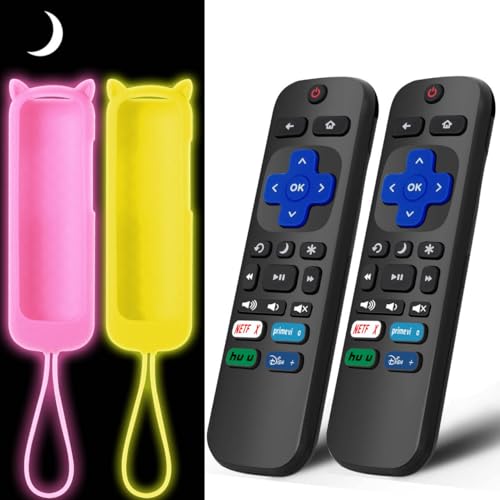 Télécommande de rechange pour TV Roku avec coque phosphorescente - Lot de 4