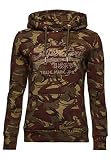 Superdry Damen Angerautes Vintage Logo Luster Hoodie Echtes Durchgehendes Tarnmuster 40