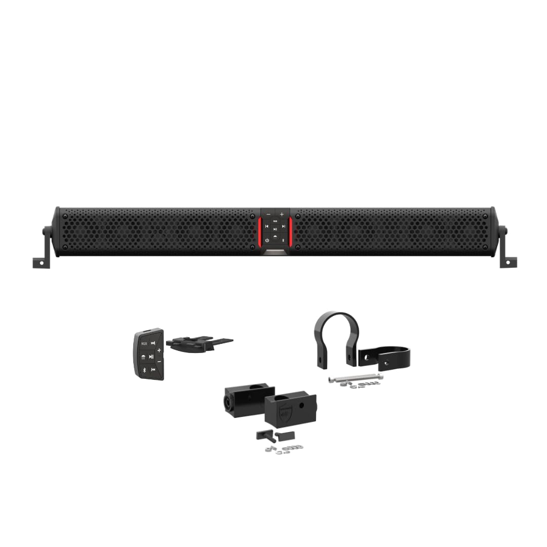 wet sounds STEALTH-XT-12-B Stealth XT 12 Speaker All-in-One Amplified Bluetooth Soundbar with Remote – Black with Slider Brackets and 1.75