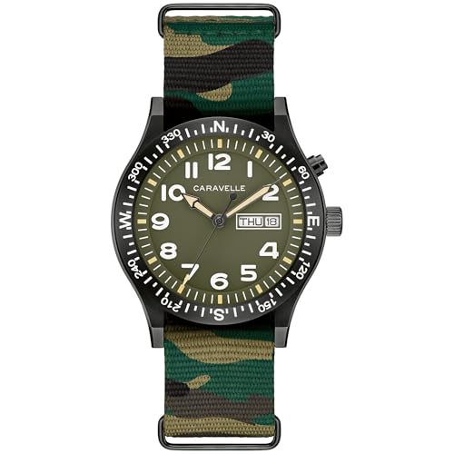 Montre Caravelle Homme quartz analogique bracelet nylon noir 45C121