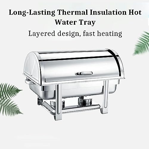 Chafing Dish 9L en Acier Inoxydable avec Casserole à Eau et Support à Combustible