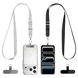 CACOE Phone Lanyard 2 Pack-2× Adjustable Neck Strap,2×Patches,Universal Multifuctional Lanyards Compatible with Most Smartphones(Black+Gray)