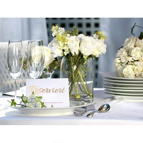 20er-Pack moderne weiße Tisch reserviert-Schilder mit goldenen Buchstaben – Reserviert-Schilder für Hochzeiten – Hochzeitszubehör