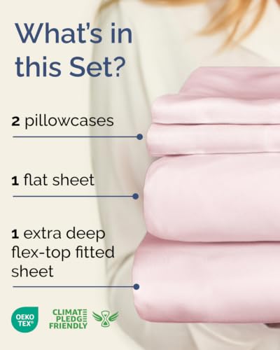 Image of Flex Top Split Head King Sheet Set - 4 Piece Extra Deep - Lavender Pink