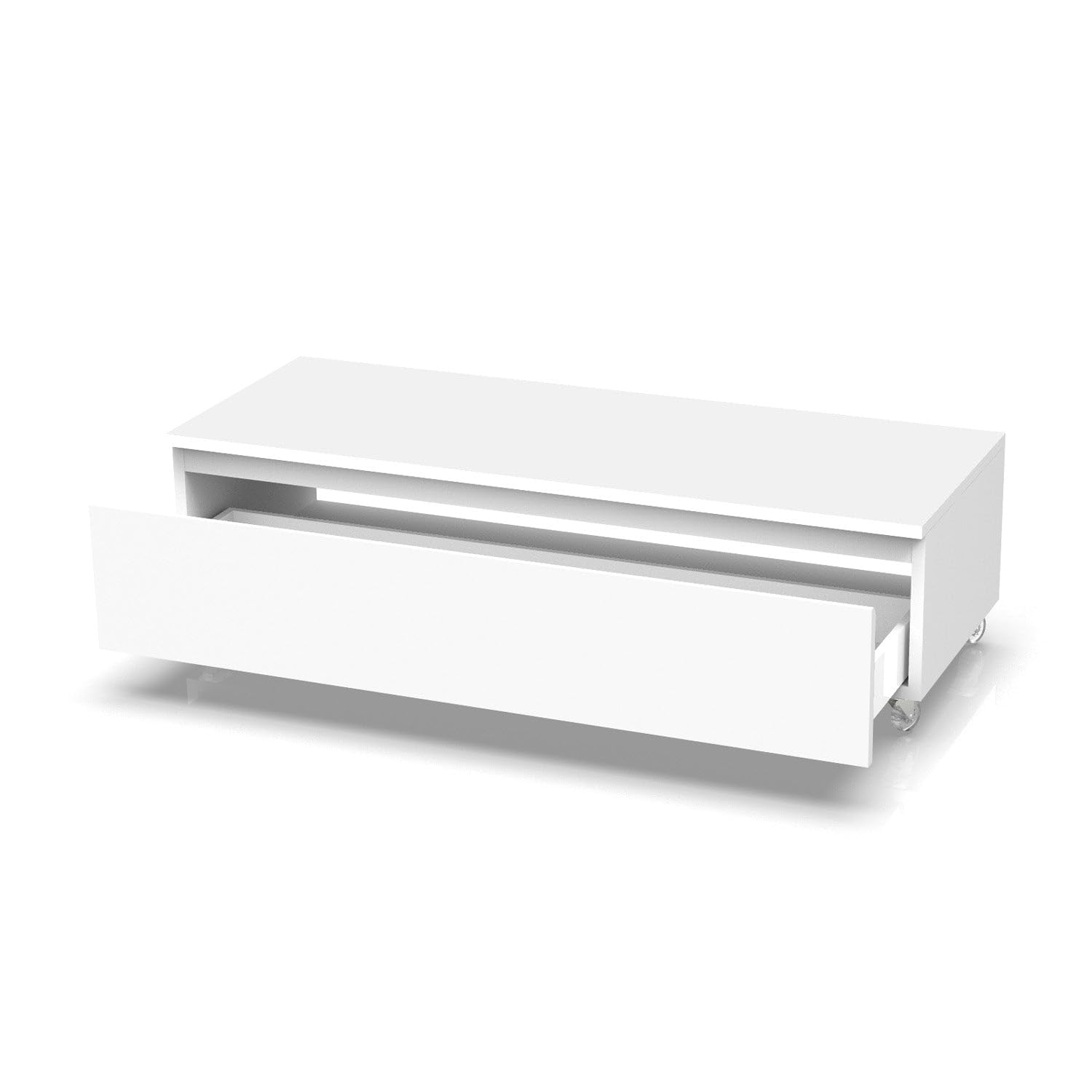 AQA DESIGN accessori casa cassettiera, nr1 cassetto con scorrimento e chiusura soft close, maniglia a gola, nr4 ruote piroettanti, Made in Italy - Bianco - 120x45x32 cm