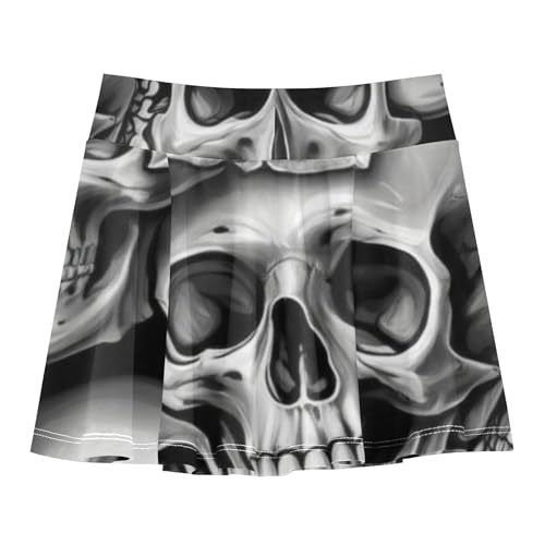 Realistic Skulls Roses Grey Tennis Skirts for Kids Toddler Athletic Shorts for Girls Skorts Teen Cheer 4t2
