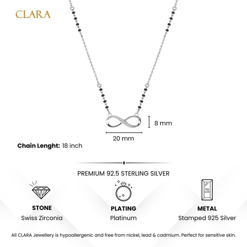 Image of Clara 925 Silver Avani Infinity Mangalsutra Tanmaniya Pendant for Women