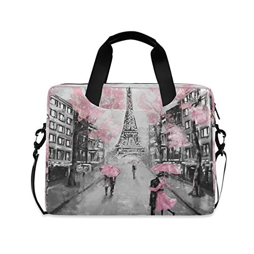 ALAZA Art Paris Eiffel Tower Laptop Case Bag Sleeve Portable Crossbody Messenger Briefcase w/Strap Handle, 13 14 15.6 inch