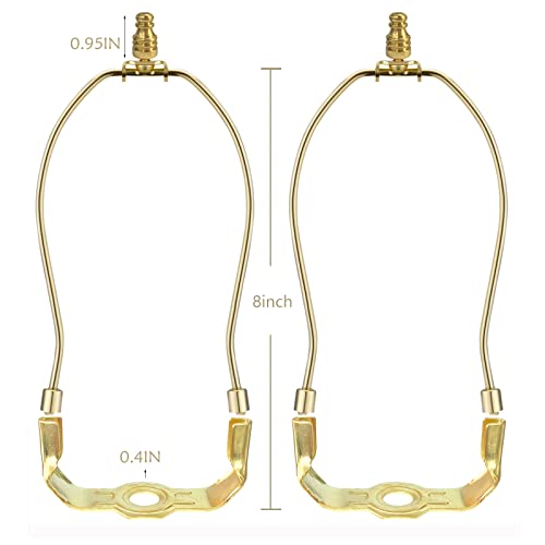 Gigivosha Lamp Shade Harp Holder For Table And Floor Lamps,2 Set Heavy Duty Detachable Lamp Shades Bracket With 3/8 Standard Saddle And Lamp Finials (Polished Brass, 9 Inch) #TOP2
