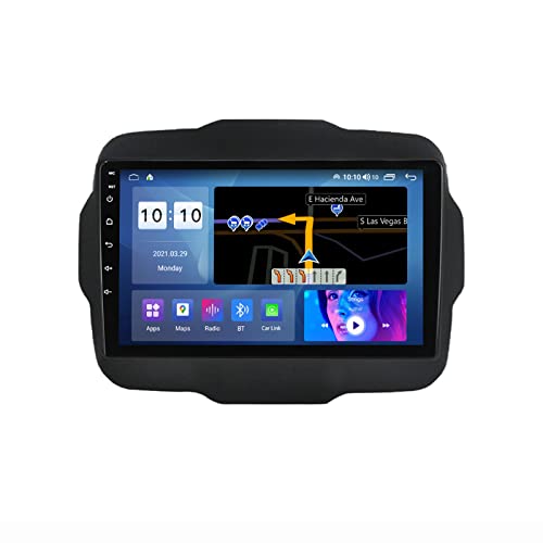 HTXPSM Android 10.0 - Reproductor de DVD estéreo para coche, navegación GPS táctil, radio 2 DIN para Jeep Renegade 2014-2022, pantalla táctil de 9 pulgadas, reproductor multimedia MP5, receptor de ví