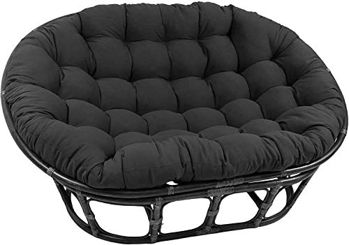DYYD Egg Chair Cushion Double Papasan Chair Cushion, Hanging Egg Hammock Chair Pads with Ties Swing Chair Cushions, for Outdoor Patio Garden (Color : Black)