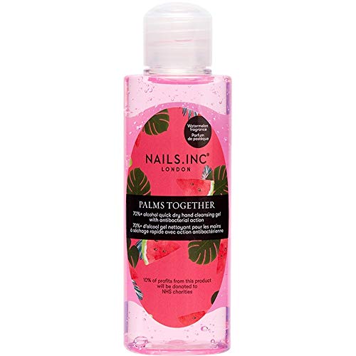 Nails.INC Palms Together 70% Alcohol Antibacterial Hand Cleansing Gel – Quick Dry, Watermelon Scent, Vegan, Cruelty-Free, 60ml