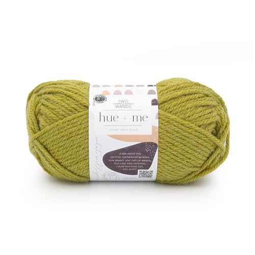 Image of Lion Brand Yarn, Hue + Me Chunky Yarn for Crocheting, Knitting, and Crafts, Dirty Chartreuse, 1 Pack