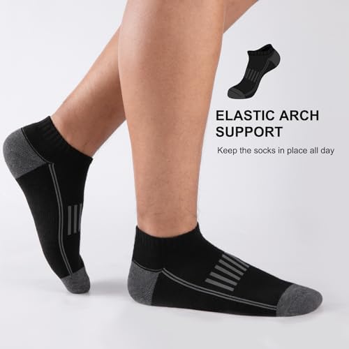 eallco 12 Pairs Mens Ankle Socks Athletic Running Low Cut Breathable Cushioned Comfort Casual Socks