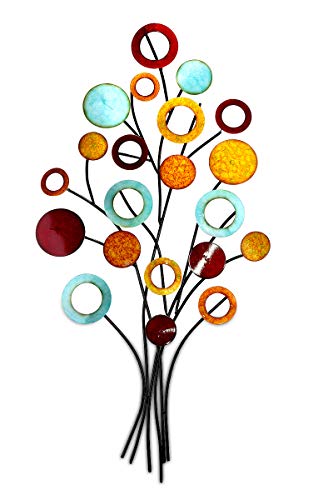 Gilde - Rilievo da parete con albero della vita, in metallo, altezza 97 cm, larghezza 51 cm, multicolore