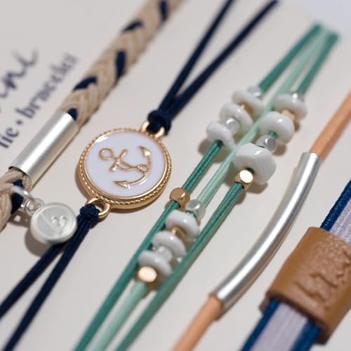 K'lani Anchor Bracelets for Women – Elastic Bracelets and Boho Hair Ties – Cute Hair Ties for Women and Hair Tie Accessories – Stylish Bracelets Boho Style for Hair and Wrist – Set of 5 (Small)