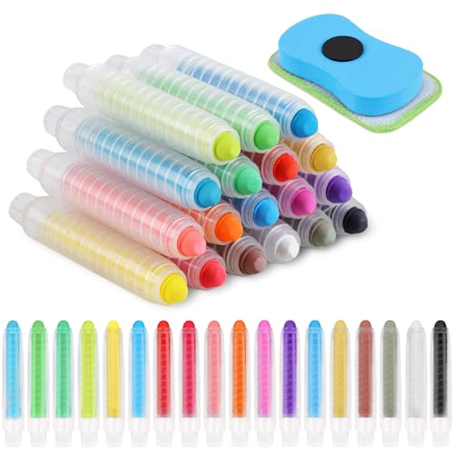 Phinus 18 PCS Dustless Chalk for Kids with Pen Sleeve, Colored Washable Toddler Chalk Non Toxic for Doodling, Drawing, Writing